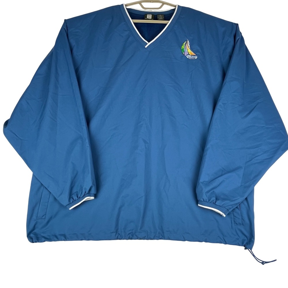 Hartwell Windbreaker Pullover Mens XL Mercury Blue Sailboat V-Neck Mesh Lined